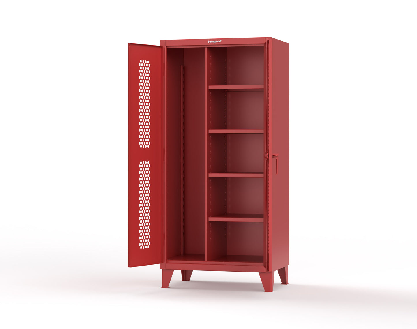 Extreme Duty 12 GA Ventilated (Hex) Janitorial Cabinet with 4 Shelves - 36 In. W x 24 In. D x 78 In. H - 36-H-BC-244-3001
