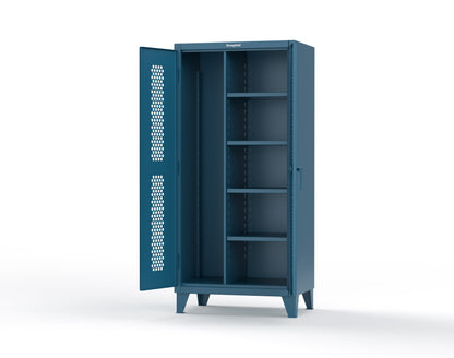 Extreme Duty 12 GA Ventilated (Hex) Janitorial Cabinet with 4 Shelves - 36 In. W x 24 In. D x 78 In. H - 36-H-BC-244-5001
