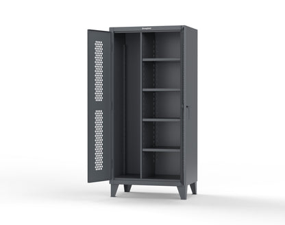 Extreme Duty 12 GA Ventilated (Hex) Janitorial Cabinet with 4 Shelves - 36 In. W x 24 In. D x 78 In. H - 36-H-BC-244-7024