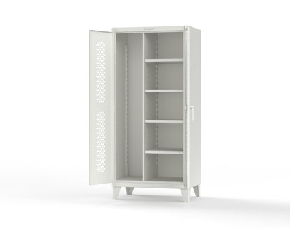 Extreme Duty 12 GA Ventilated (Hex) Janitorial Cabinet with 4 Shelves - 36 In. W x 24 In. D x 78 In. H - 36-H-BC-244-9003