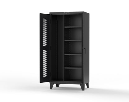 Extreme Duty 12 GA Ventilated (Hex) Janitorial Cabinet with 4 Shelves - 36 In. W x 24 In. D x 78 In. H - 36-H-BC-244-9005