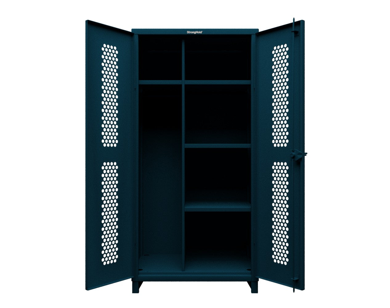 Extra Heavy Duty 14 GA Ventilated (Hex) Uniform Cabinet with 4 Shelves - 36 In. W x 24 In. D x 75 In. H