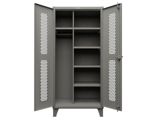 Extreme Duty 12 GA Ventilated (Hex) Uniform Cabinet with 5 Shelves - 36 In. W x 24 In. D x 78 In. H