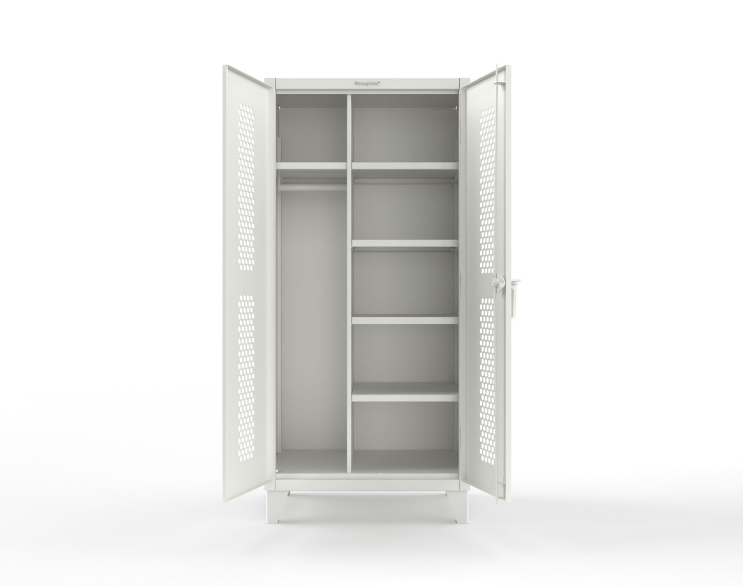 Extreme Duty 12 GA Ventilated (Hex) Uniform Cabinet with 5 Shelves - 36 In. W x 24 In. D x 78 In. H - 36-H-W-245-7024 - 36-H-W-245-9003