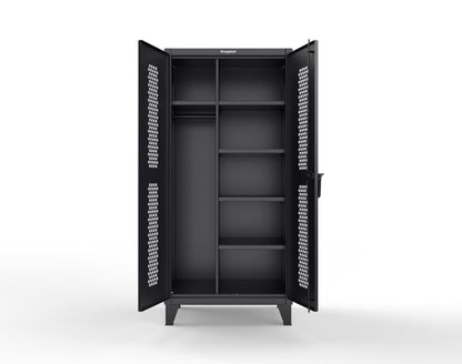 Extreme Duty 12 GA Ventilated (Hex) Uniform Cabinet with 5 Shelves - 36 In. W x 24 In. D x 78 In. H - 36-H-W-245-7024 - 36-H-W-245-9005