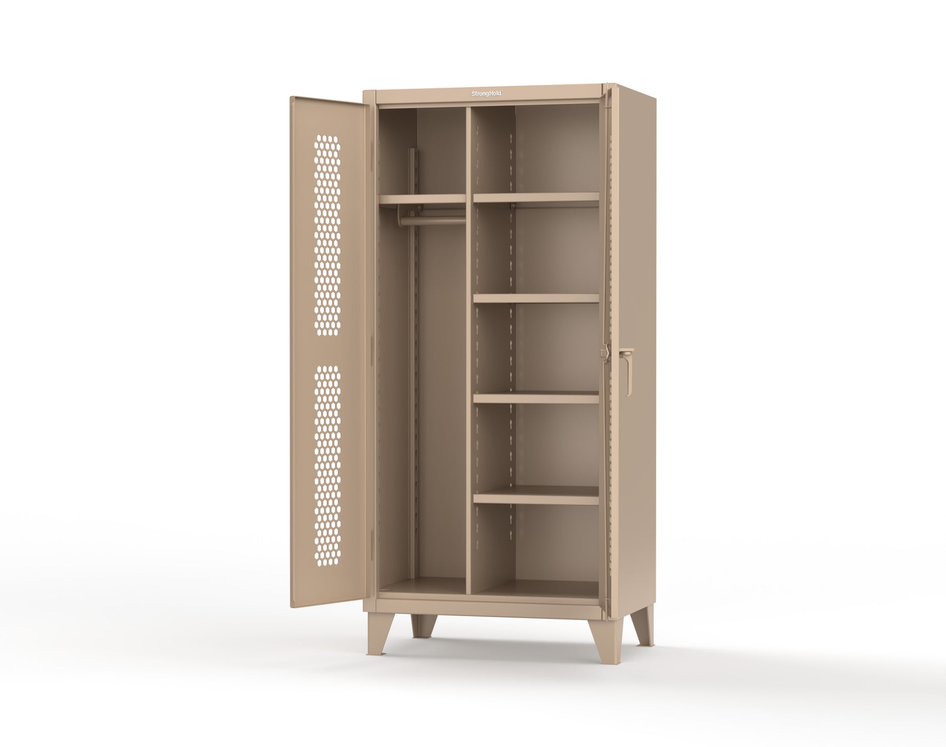 Extreme Duty 12 GA Ventilated (Hex) Uniform Cabinet with 5 Shelves - 36 In. W x 24 In. D x 78 In. H - 36-H-W-245-7024 - 36-H-W-245-1019