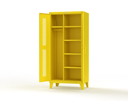 Extreme Duty 12 GA Ventilated (Hex) Uniform Cabinet with 5 Shelves - 36 In. W x 24 In. D x 78 In. H - 36-H-W-245-7024 - 36-H-W-245-1021