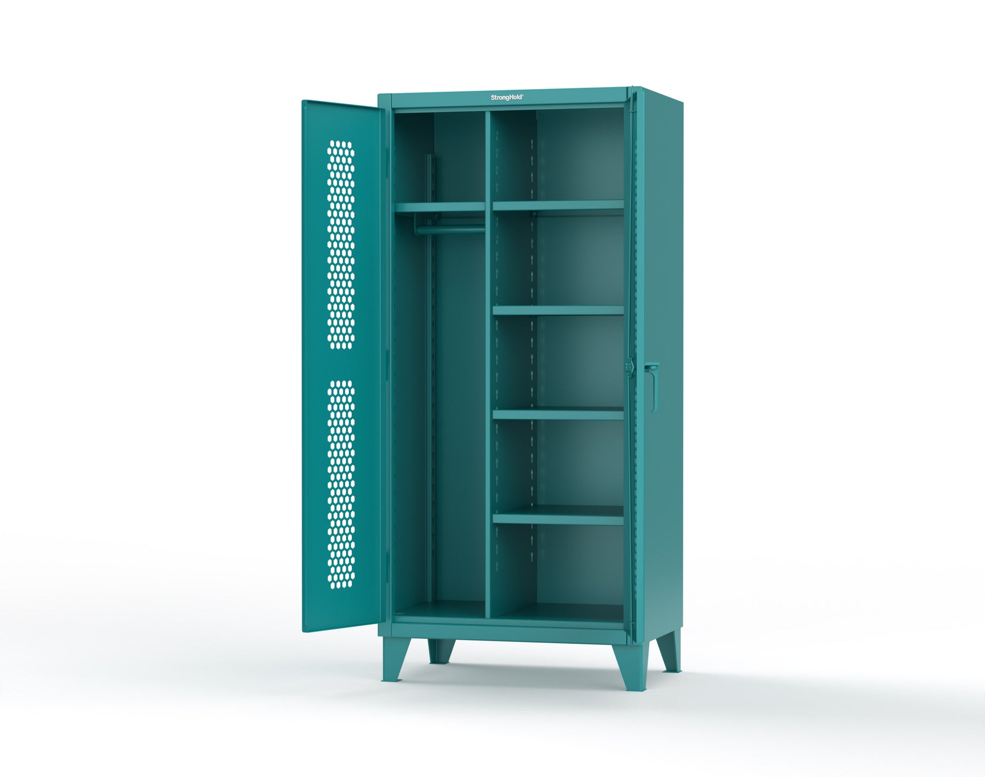 Extreme Duty 12 GA Ventilated (Hex) Uniform Cabinet with 5 Shelves - 36 In. W x 24 In. D x 78 In. H - 36-H-W-245-7024 - 36-H-W-245-5021