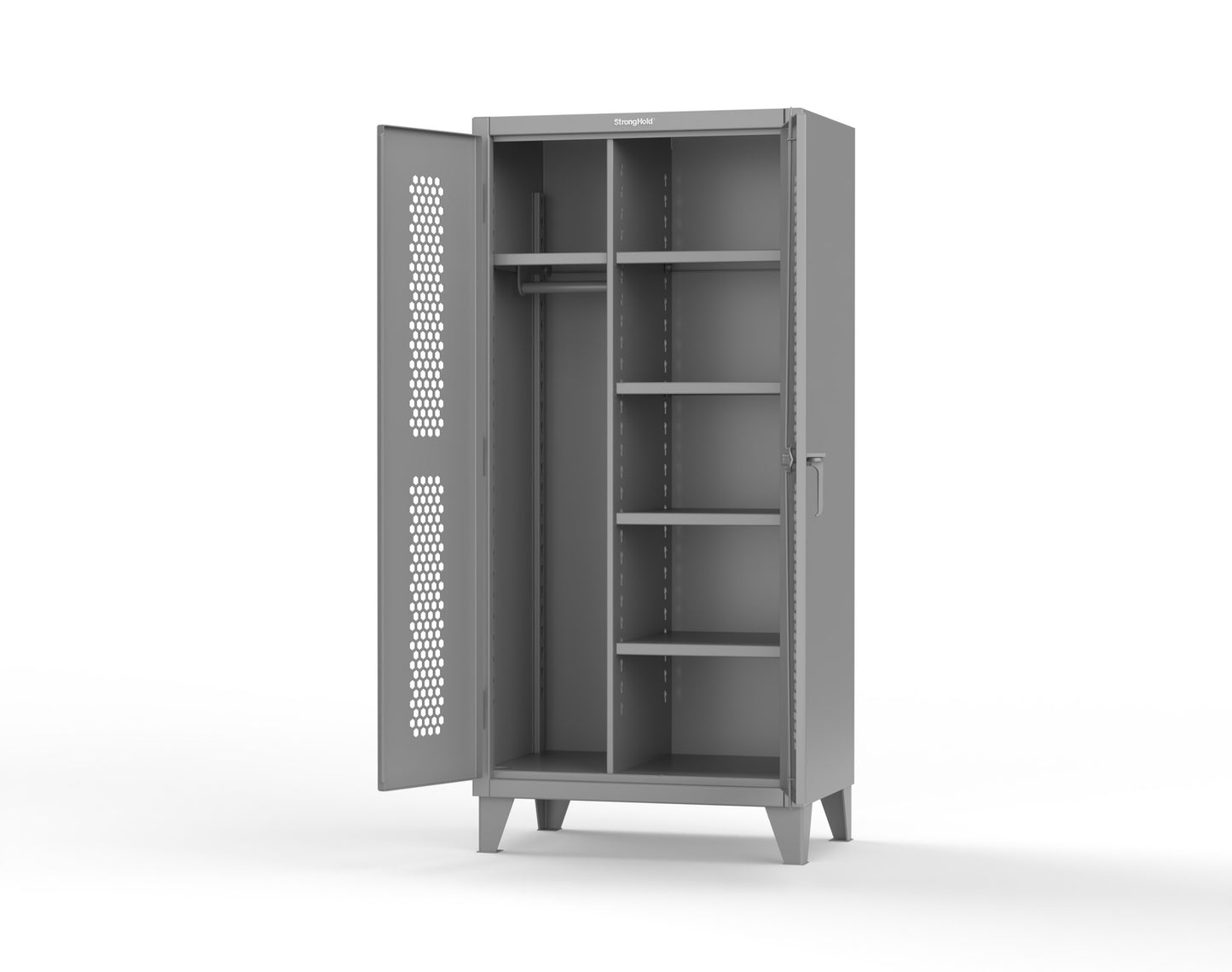 Extreme Duty 12 GA Ventilated (Hex) Uniform Cabinet with 5 Shelves - 36 In. W x 24 In. D x 78 In. H - 36-H-W-245-7024 - 36-H-W-245-7037