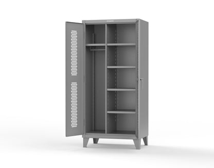 Extreme Duty 12 GA Ventilated (Hex) Uniform Cabinet with 5 Shelves - 36 In. W x 24 In. D x 78 In. H - 36-H-W-245-7024 - 36-H-W-245-7037