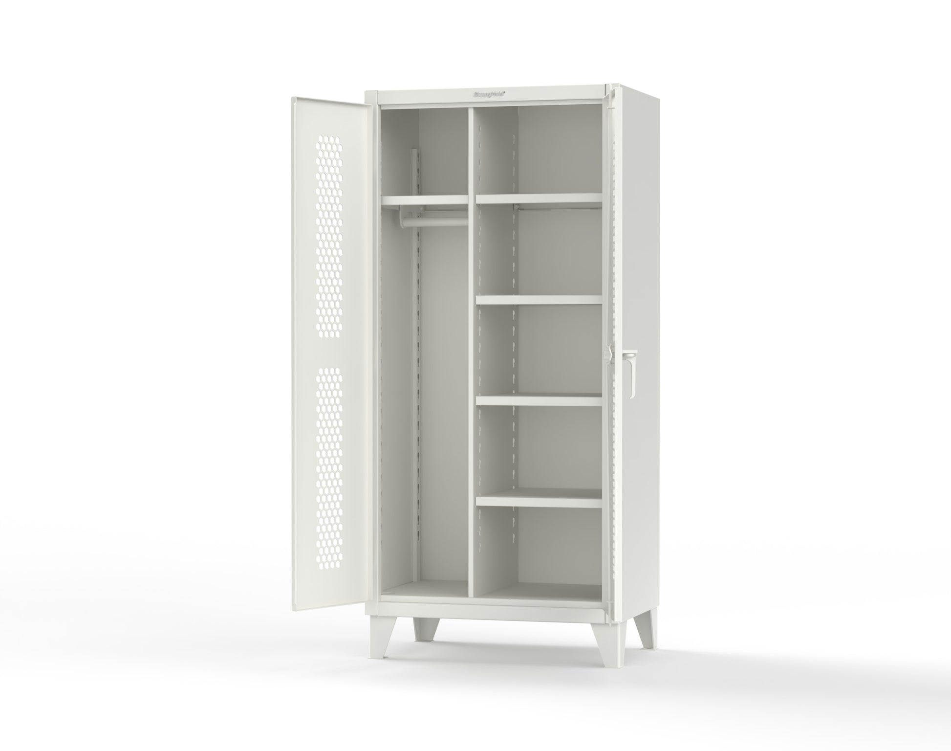 Extreme Duty 12 GA Ventilated (Hex) Uniform Cabinet with 5 Shelves - 36 In. W x 24 In. D x 78 In. H - 36-H-W-245-7024 - 36-H-W-245-9003