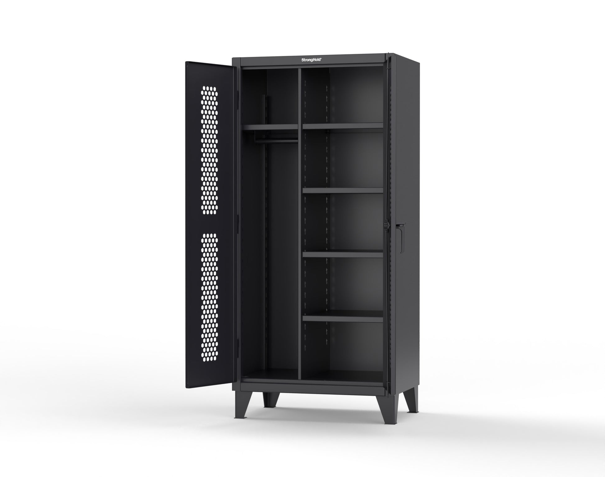 Extreme Duty 12 GA Ventilated (Hex) Uniform Cabinet with 5 Shelves - 36 In. W x 24 In. D x 78 In. H - 36-H-W-245-7024 - 36-H-W-245-9005