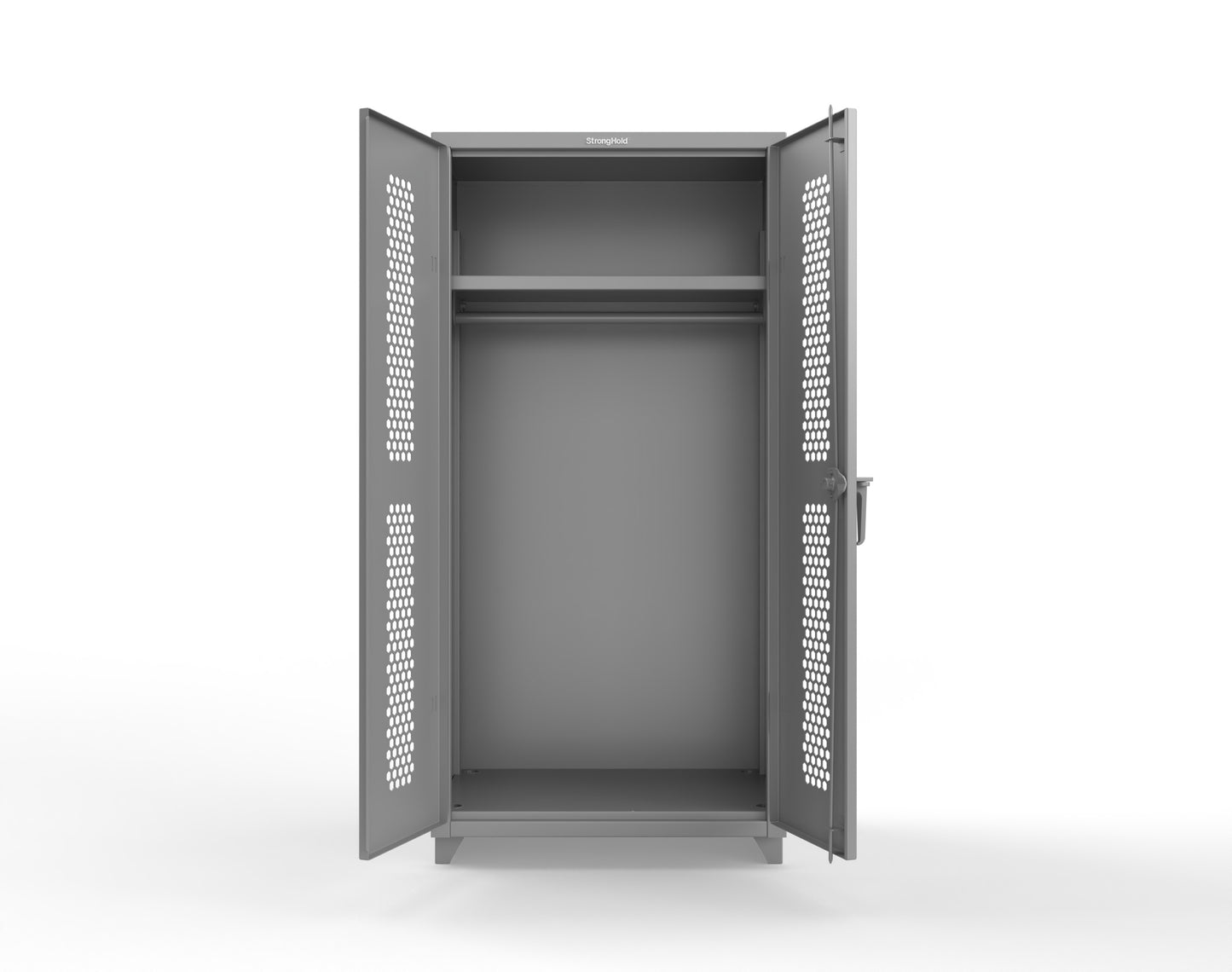 Extra Heavy Duty 14 GA Ventilated (Hex) Uniform Cabinet with Hanger Rod, 1 Shelf - 36 In. W x 24 In. D x 75 In. H - 36-H-WR-241-L-7037