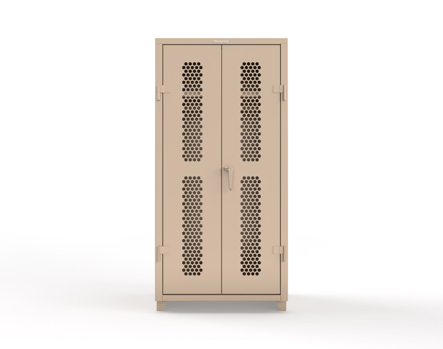Extra Heavy Duty 14 GA Ventilated (Hex) Uniform Cabinet with Hanger Rod, 1 Shelf - 36 In. W x 24 In. D x 75 In. H - 36-H-WR-241-L-1019