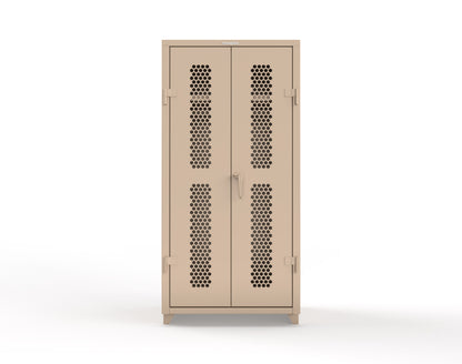 Extra Heavy Duty 14 GA Ventilated (Hex) Uniform Cabinet with Hanger Rod, 1 Shelf - 36 In. W x 24 In. D x 75 In. H - 36-H-WR-241-L-1019