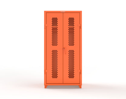 Extra Heavy Duty 14 GA Ventilated (Hex) Uniform Cabinet with Hanger Rod, 1 Shelf - 36 In. W x 24 In. D x 75 In. H - 36-H-WR-241-L-2009