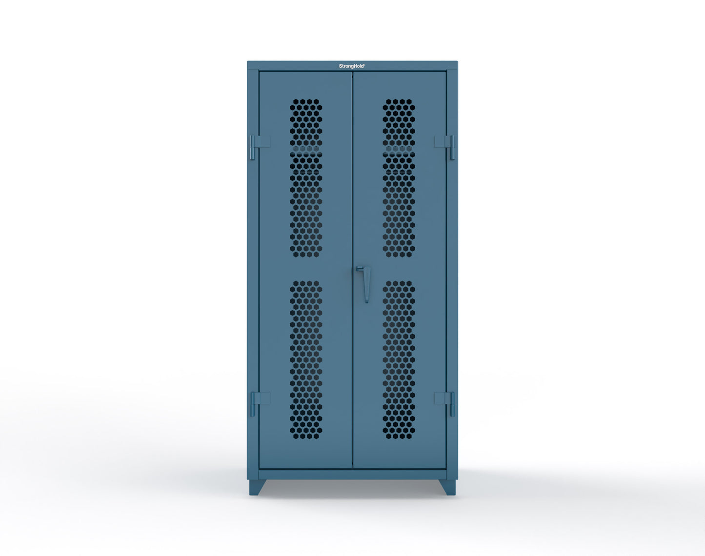 Extra Heavy Duty 14 GA Ventilated (Hex) Uniform Cabinet with Hanger Rod, 1 Shelf - 36 In. W x 24 In. D x 75 In. H - 36-H-WR-241-L-5001