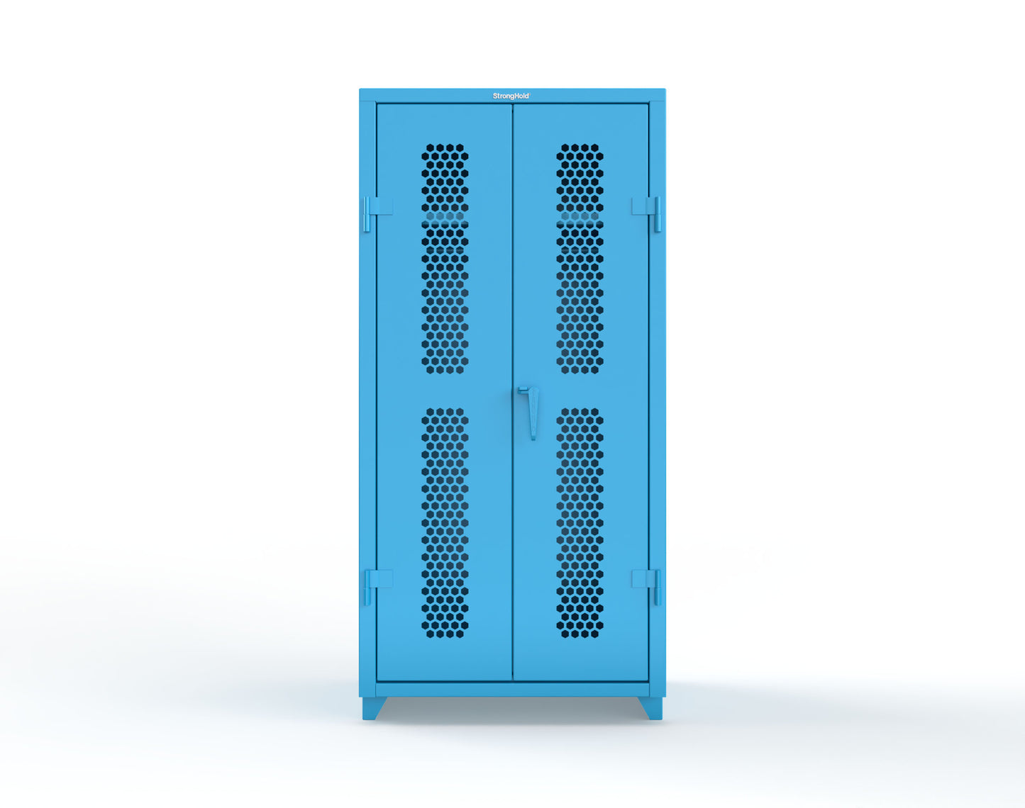 Extra Heavy Duty 14 GA Ventilated (Hex) Uniform Cabinet with Hanger Rod, 1 Shelf - 36 In. W x 24 In. D x 75 In. H - 36-H-WR-241-L-5012