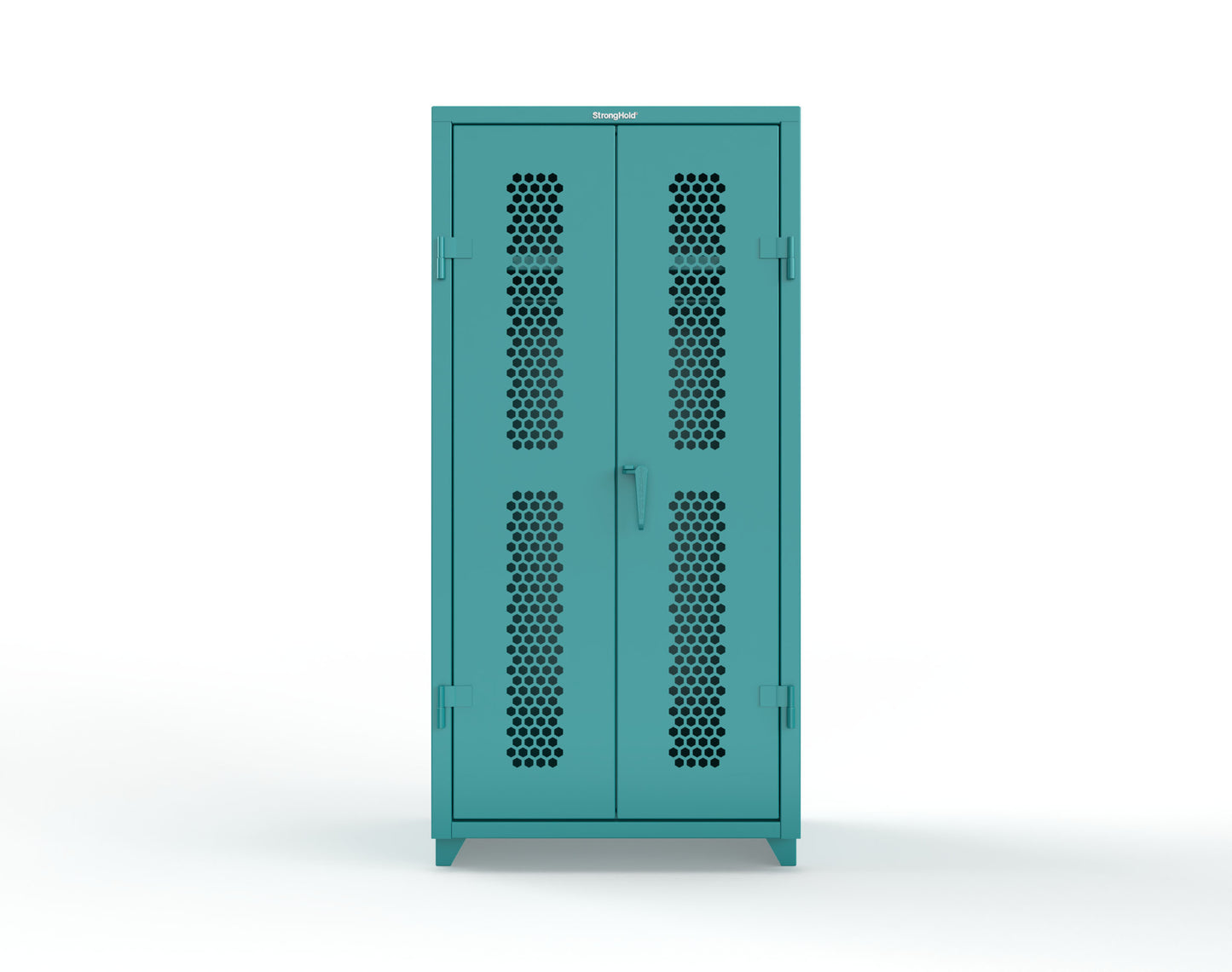 Extra Heavy Duty 14 GA Ventilated (Hex) Uniform Cabinet with Hanger Rod, 1 Shelf - 36 In. W x 24 In. D x 75 In. H - 36-H-WR-241-L-5021