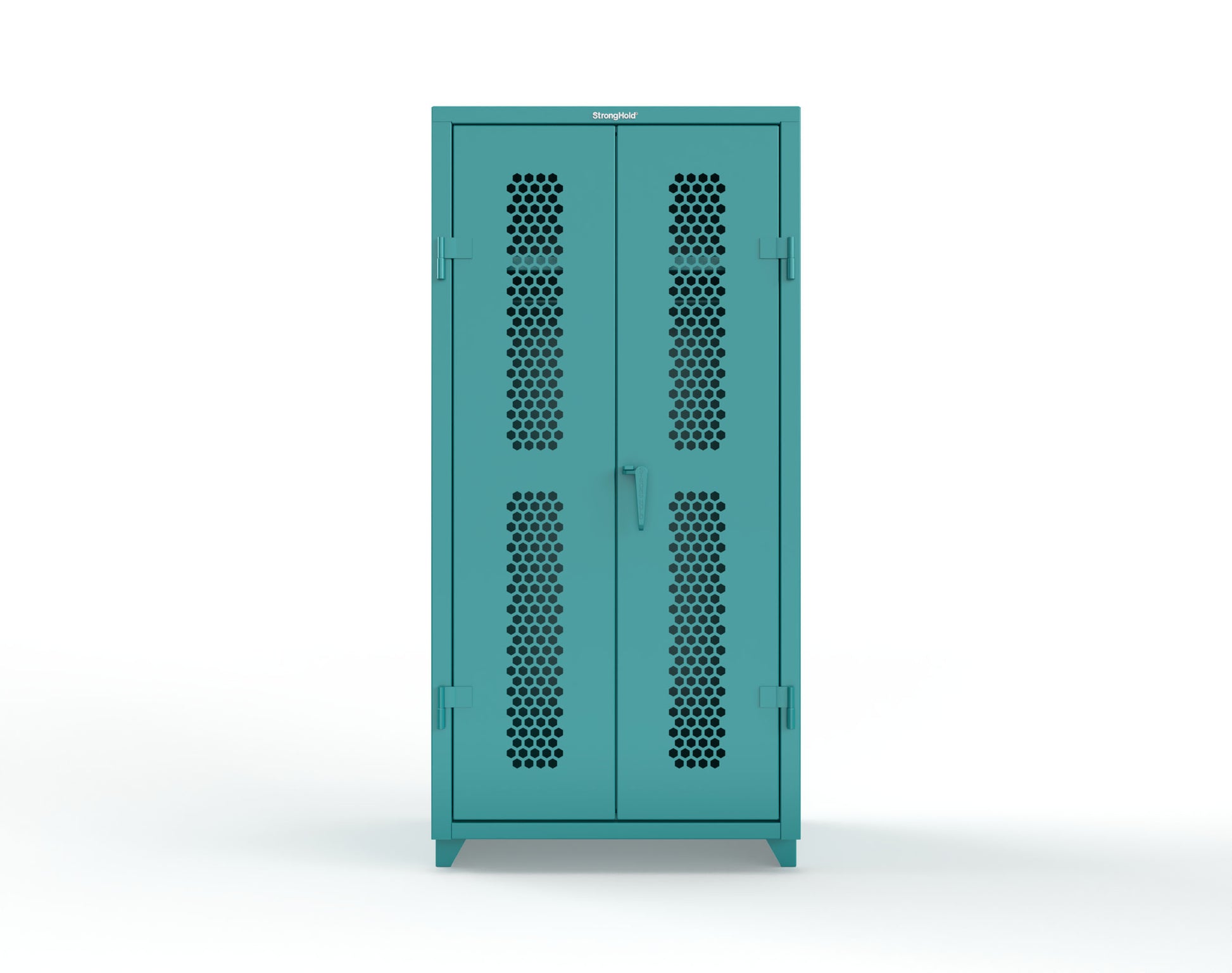 Extra Heavy Duty 14 GA Ventilated (Hex) Uniform Cabinet with Hanger Rod, 1 Shelf - 36 In. W x 24 In. D x 75 In. H - 36-H-WR-241-L-5021