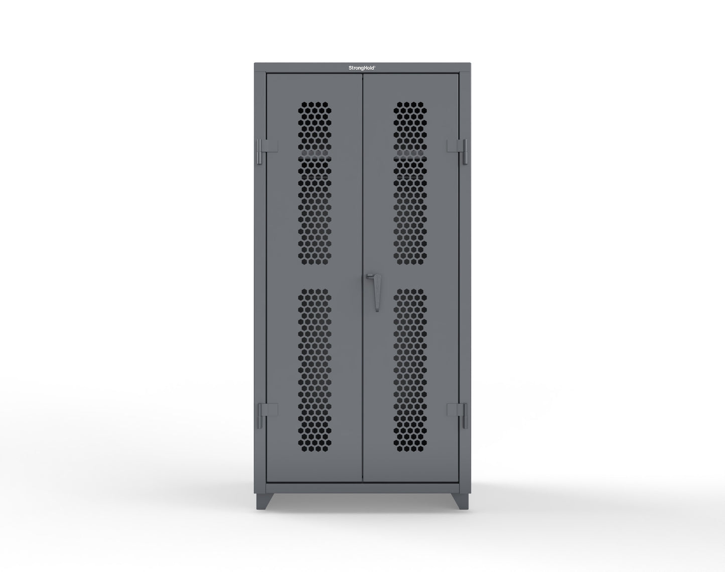 Extra Heavy Duty 14 GA Ventilated (Hex) Uniform Cabinet with Hanger Rod, 1 Shelf - 36 In. W x 24 In. D x 75 In. H - 36-H-WR-241-L-7024