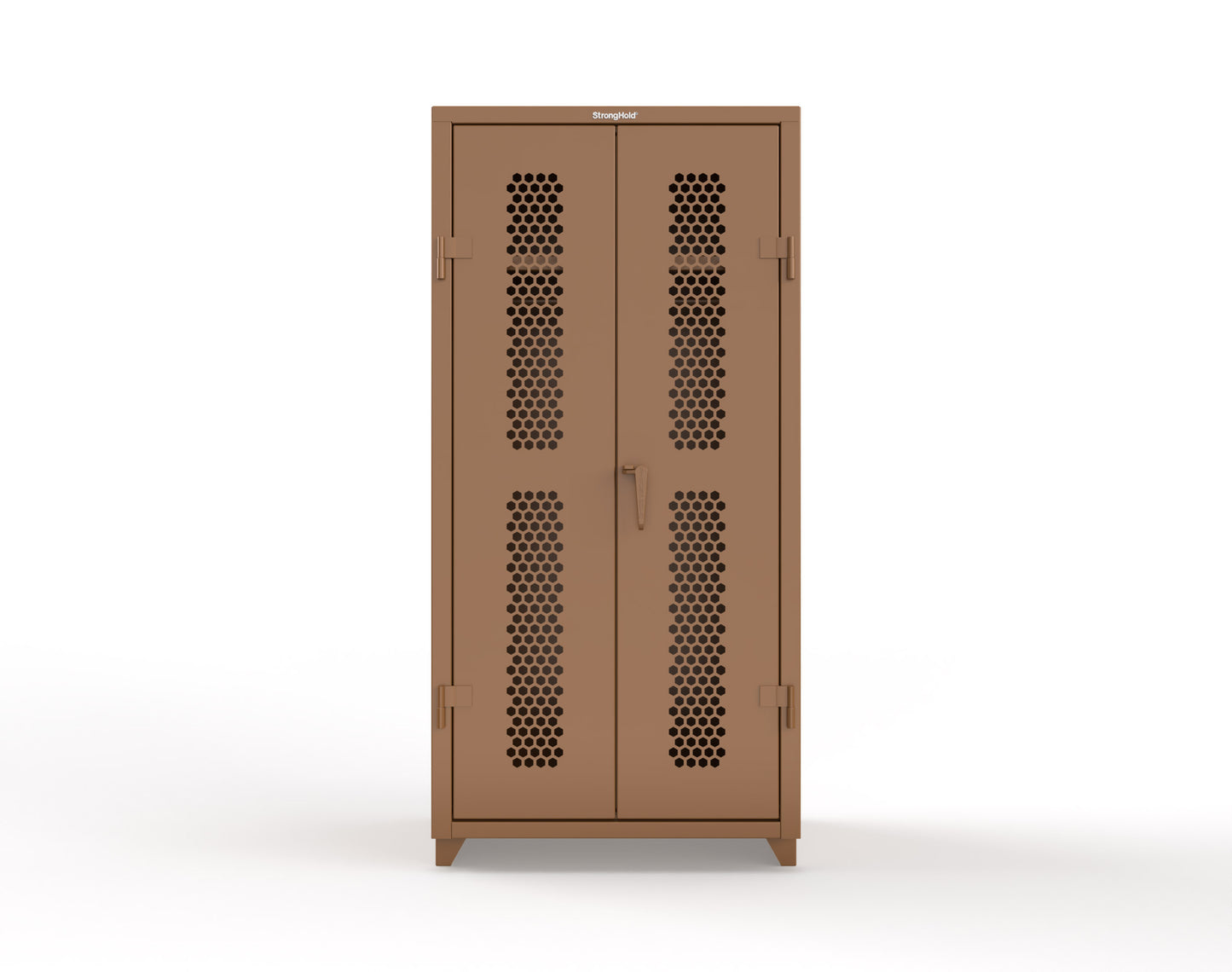 Extra Heavy Duty 14 GA Ventilated (Hex) Uniform Cabinet with Hanger Rod, 1 Shelf - 36 In. W x 24 In. D x 75 In. H - 36-H-WR-241-L-8008