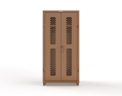 Extra Heavy Duty 14 GA Ventilated (Hex) Uniform Cabinet with Hanger Rod, 1 Shelf - 36 In. W x 24 In. D x 75 In. H - 36-H-WR-241-L-8008