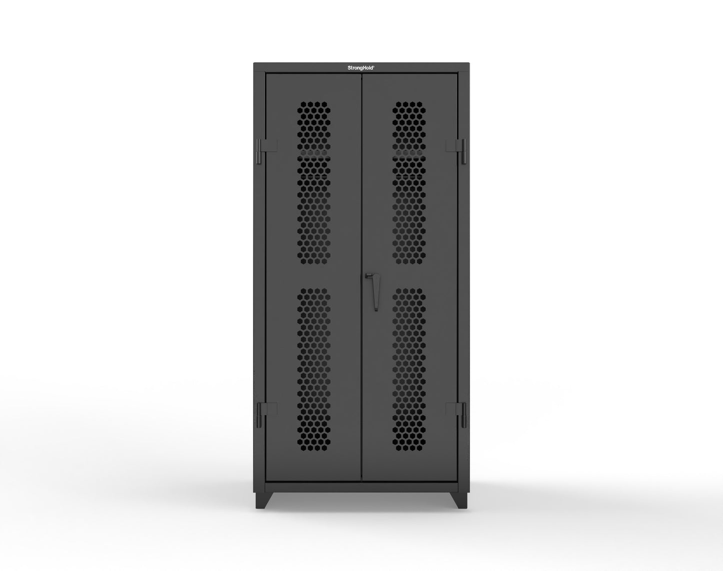 Extra Heavy Duty 14 GA Ventilated (Hex) Uniform Cabinet with Hanger Rod, 1 Shelf - 36 In. W x 24 In. D x 75 In. H - 36-H-WR-241-L-9005