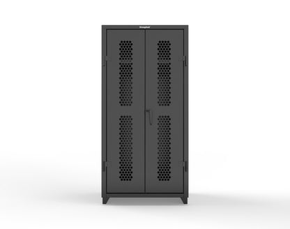 Extra Heavy Duty 14 GA Ventilated (Hex) Uniform Cabinet with Hanger Rod, 1 Shelf - 36 In. W x 24 In. D x 75 In. H - 36-H-WR-241-L-9005