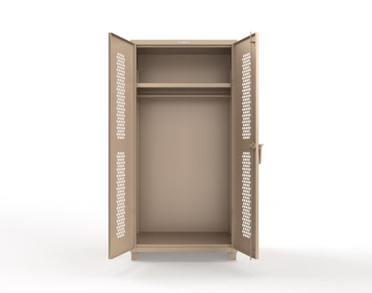 Extra Heavy Duty 14 GA Ventilated (Hex) Uniform Cabinet with Hanger Rod, 1 Shelf - 36 In. W x 24 In. D x 75 In. H - 36-H-WR-241-L-1019