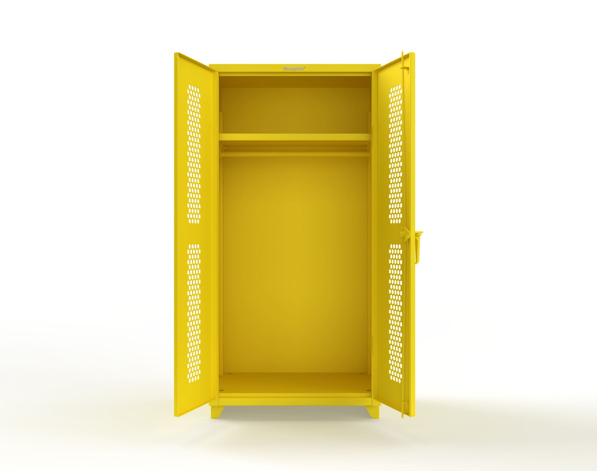 Extra Heavy Duty 14 GA Ventilated (Hex) Uniform Cabinet with Hanger Rod, 1 Shelf - 36 In. W x 24 In. D x 75 In. H - 36-H-WR-241-L-1021