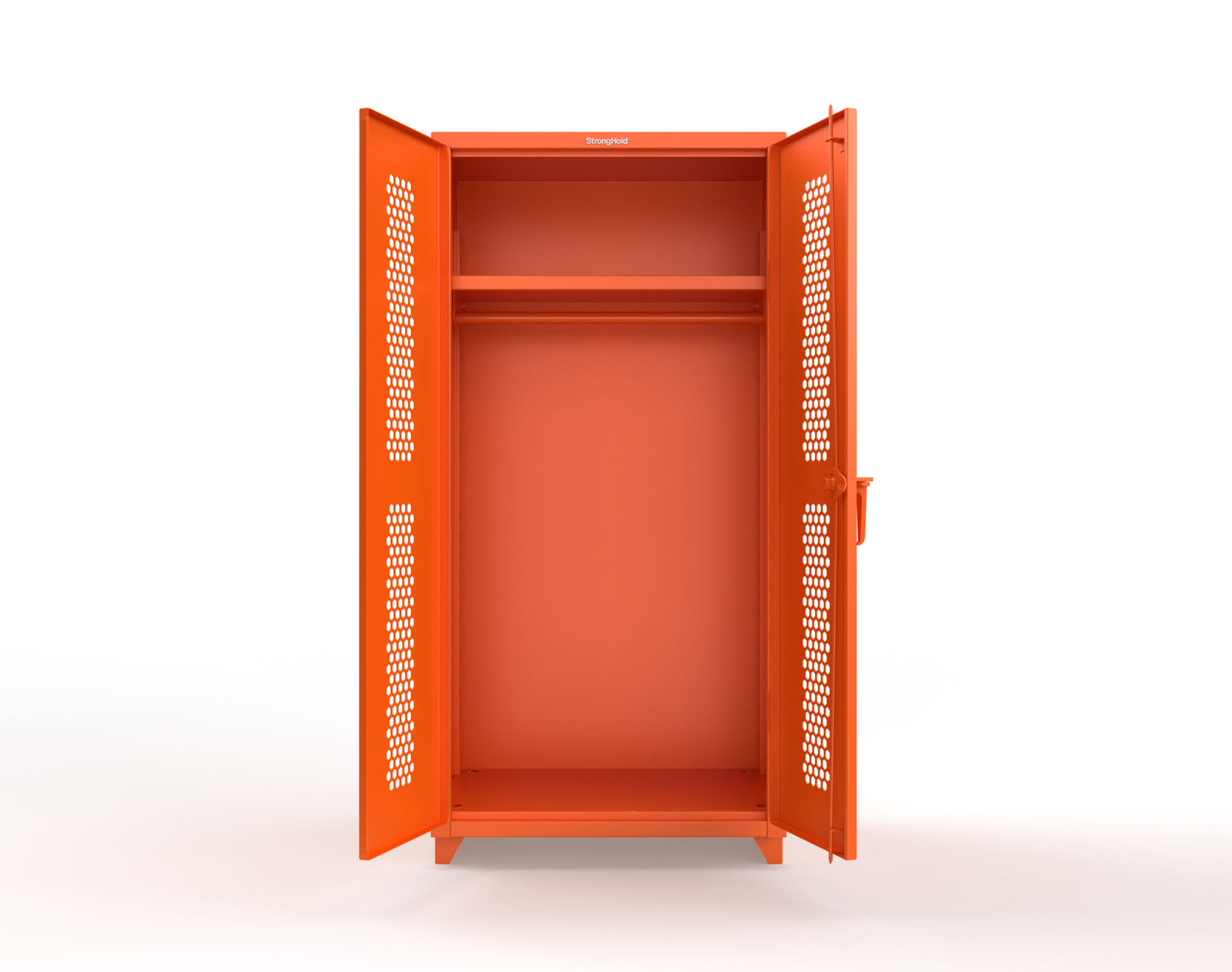 Extra Heavy Duty 14 GA Ventilated (Hex) Uniform Cabinet with Hanger Rod, 1 Shelf - 36 In. W x 24 In. D x 75 In. H - 36-H-WR-241-L-2009