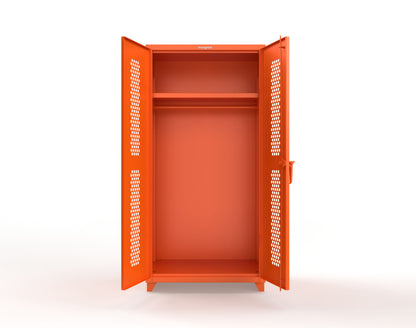 Extra Heavy Duty 14 GA Ventilated (Hex) Uniform Cabinet with Hanger Rod, 1 Shelf - 36 In. W x 24 In. D x 75 In. H - 36-H-WR-241-L-2009