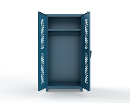 Extra Heavy Duty 14 GA Ventilated (Hex) Uniform Cabinet with Hanger Rod, 1 Shelf - 36 In. W x 24 In. D x 75 In. H - 36-H-WR-241-L-5001