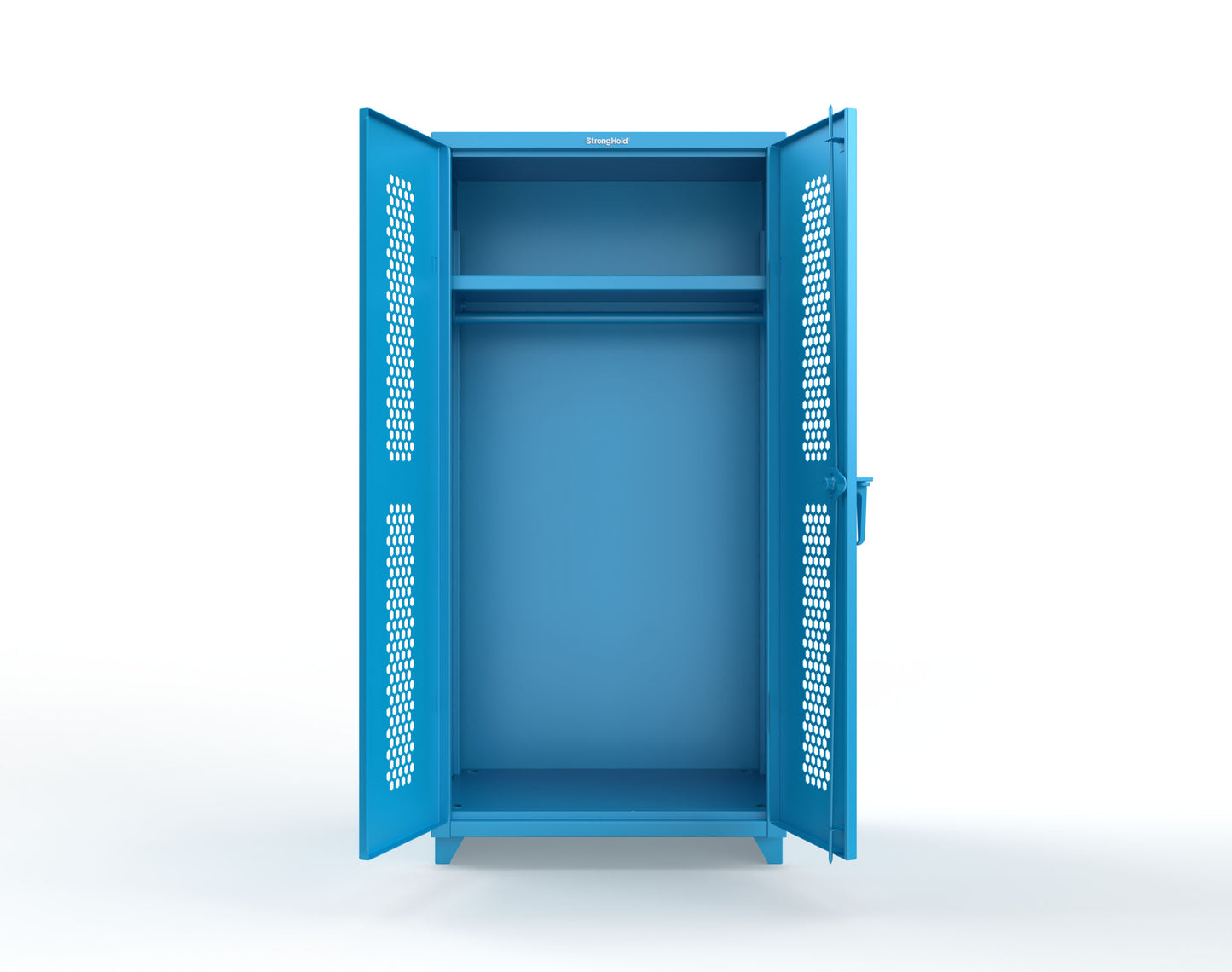Extra Heavy Duty 14 GA Ventilated (Hex) Uniform Cabinet with Hanger Rod, 1 Shelf - 36 In. W x 24 In. D x 75 In. H - 36-H-WR-241-L-5012