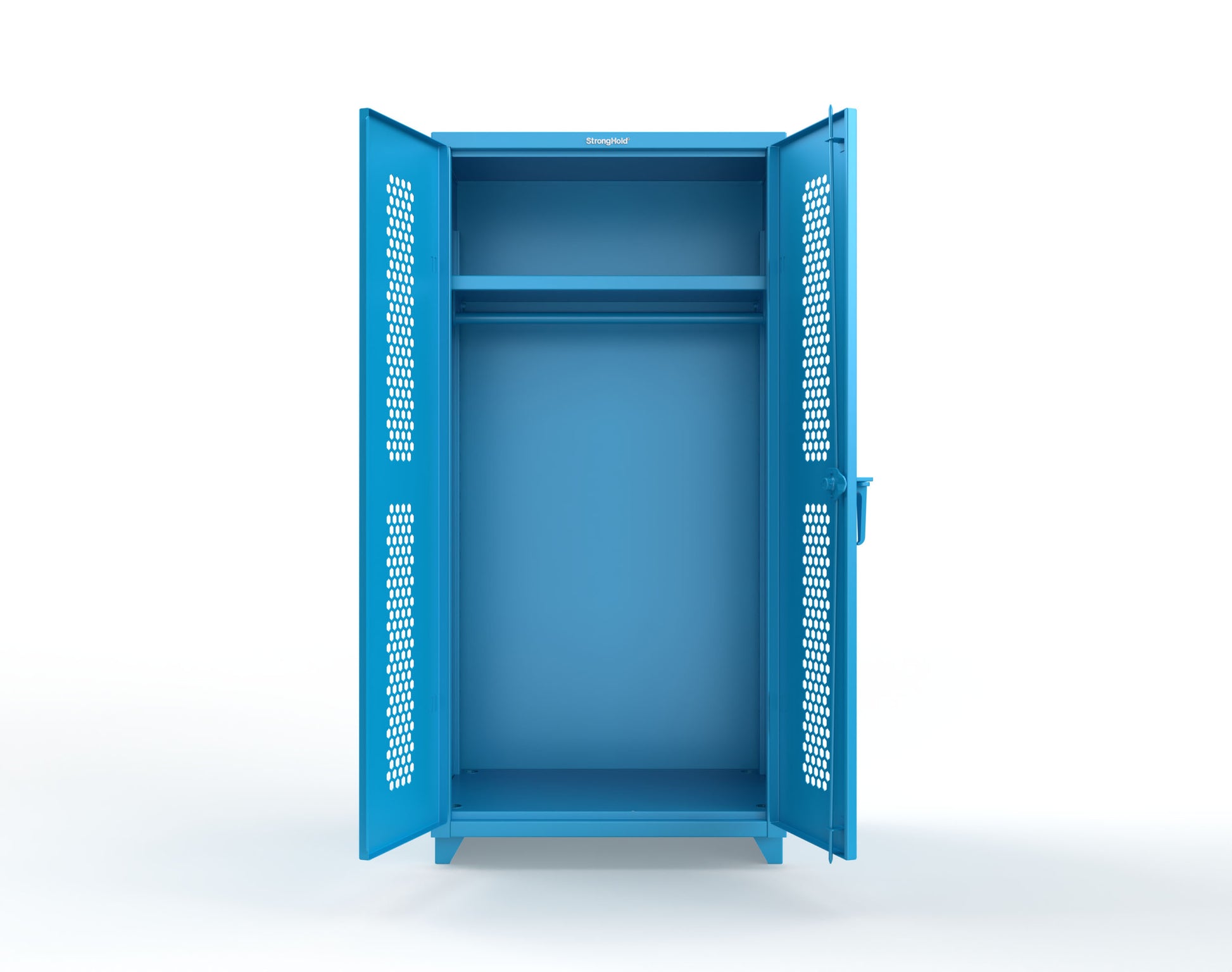 Extra Heavy Duty 14 GA Ventilated (Hex) Uniform Cabinet with Hanger Rod, 1 Shelf - 36 In. W x 24 In. D x 75 In. H - 36-H-WR-241-L-5012