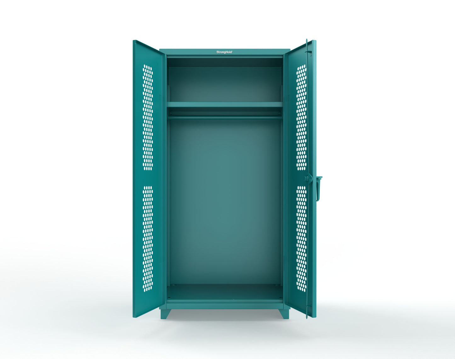 Extra Heavy Duty 14 GA Ventilated (Hex) Uniform Cabinet with Hanger Rod, 1 Shelf - 36 In. W x 24 In. D x 75 In. H - 36-H-WR-241-L-5021