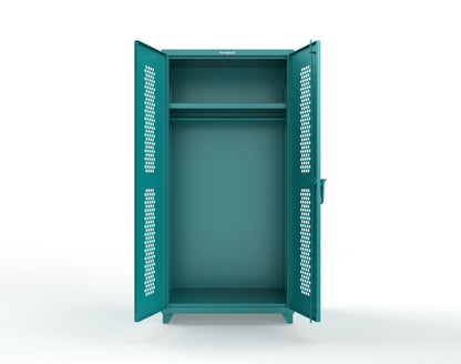 Extra Heavy Duty 14 GA Ventilated (Hex) Uniform Cabinet with Hanger Rod, 1 Shelf - 36 In. W x 24 In. D x 75 In. H - 36-H-WR-241-L-5021