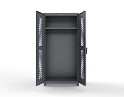 Extra Heavy Duty 14 GA Ventilated (Hex) Uniform Cabinet with Hanger Rod, 1 Shelf - 36 In. W x 24 In. D x 75 In. H - 36-H-WR-241-L-7024
