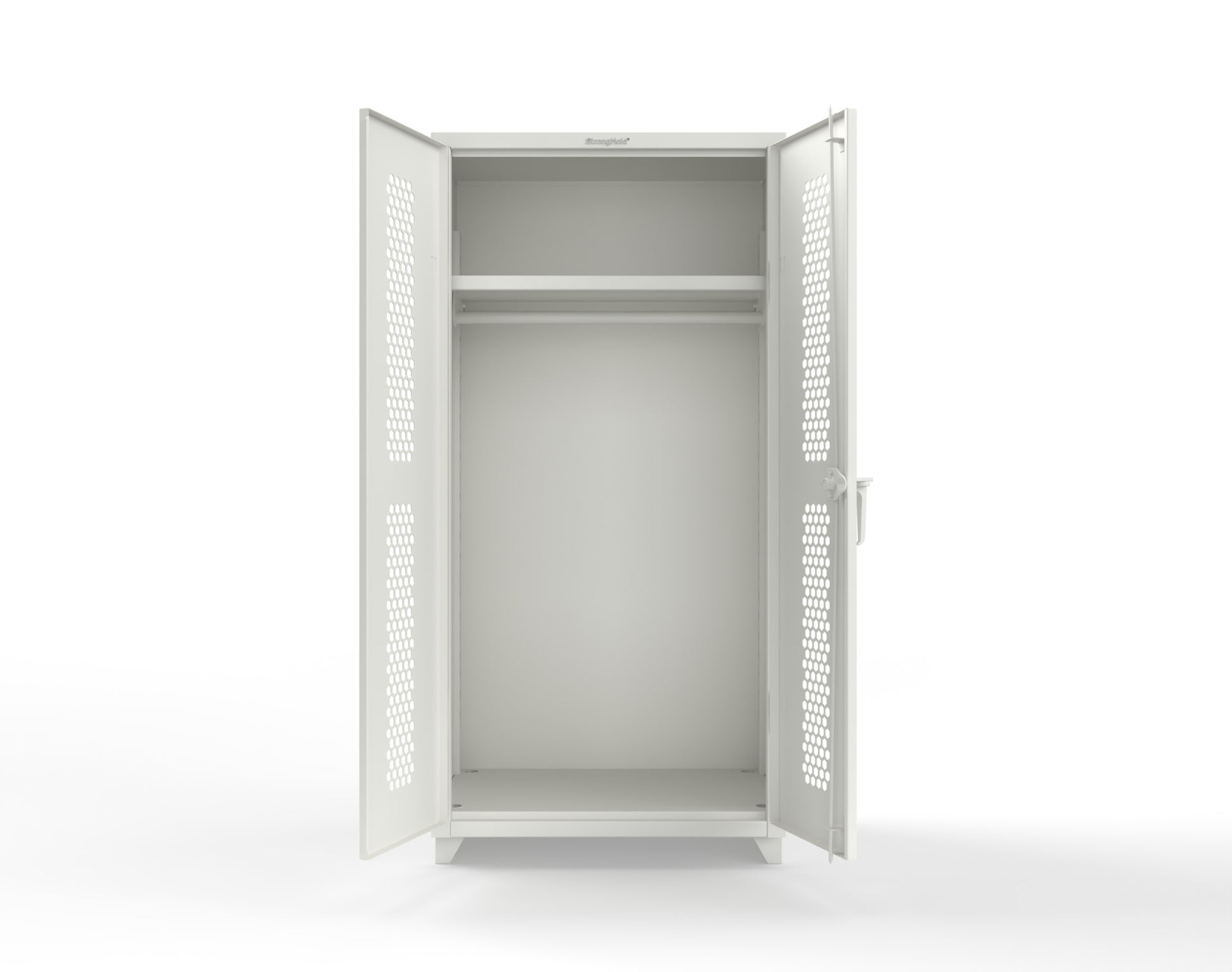 Extra Heavy Duty 14 GA Ventilated (Hex) Uniform Cabinet with Hanger Rod, 1 Shelf - 36 In. W x 24 In. D x 75 In. H - 36-H-WR-241-L-9003
