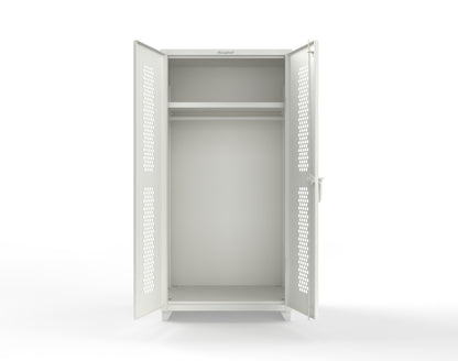 Extra Heavy Duty 14 GA Ventilated (Hex) Uniform Cabinet with Hanger Rod, 1 Shelf - 36 In. W x 24 In. D x 75 In. H - 36-H-WR-241-L-9003