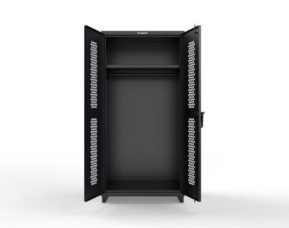 Extra Heavy Duty 14 GA Ventilated (Hex) Uniform Cabinet with Hanger Rod, 1 Shelf - 36 In. W x 24 In. D x 75 In. H - 36-H-WR-241-L-9005