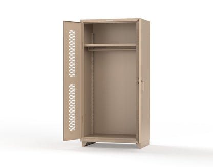 Extra Heavy Duty 14 GA Ventilated (Hex) Uniform Cabinet with Hanger Rod, 1 Shelf - 36 In. W x 24 In. D x 75 In. H - 36-H-WR-241-L-1019