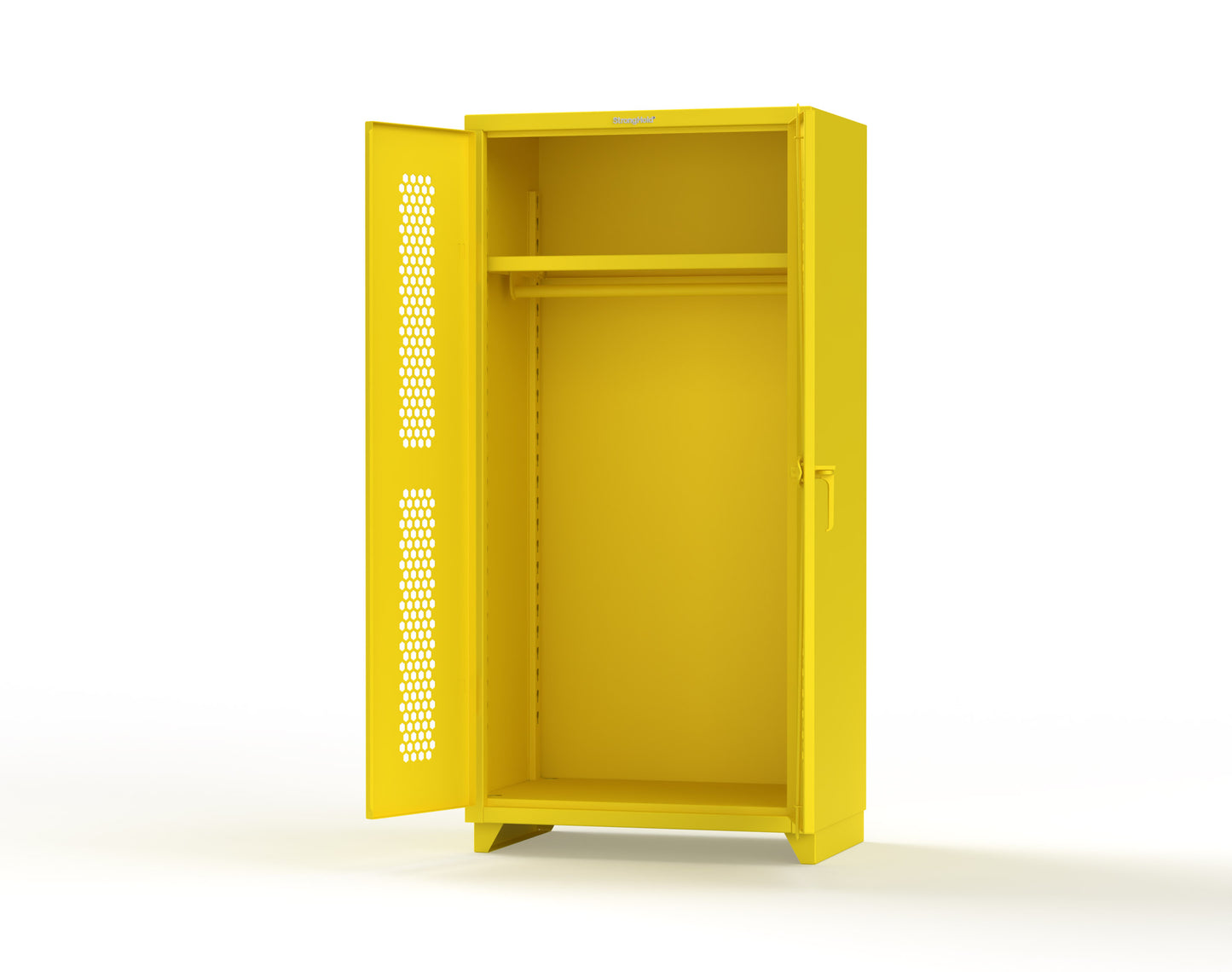 Extra Heavy Duty 14 GA Ventilated (Hex) Uniform Cabinet with Hanger Rod, 1 Shelf - 36 In. W x 24 In. D x 75 In. H - 36-H-WR-241-L-1021