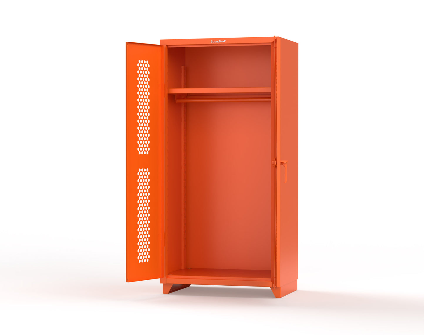 Extra Heavy Duty 14 GA Ventilated (Hex) Uniform Cabinet with Hanger Rod, 1 Shelf - 36 In. W x 24 In. D x 75 In. H - 36-H-WR-241-L-2009
