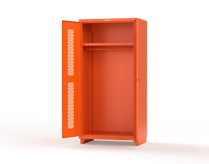 Extra Heavy Duty 14 GA Ventilated (Hex) Uniform Cabinet with Hanger Rod, 1 Shelf - 36 In. W x 24 In. D x 75 In. H - 36-H-WR-241-L-2009
