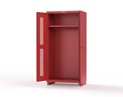 Extra Heavy Duty 14 GA Ventilated (Hex) Uniform Cabinet with Hanger Rod, 1 Shelf - 36 In. W x 24 In. D x 75 In. H - 36-H-WR-241-L-3001
