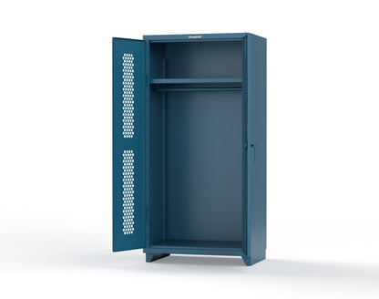 Extra Heavy Duty 14 GA Ventilated (Hex) Uniform Cabinet with Hanger Rod, 1 Shelf - 36 In. W x 24 In. D x 75 In. H - 36-H-WR-241-L-5001