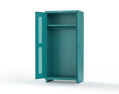 Extra Heavy Duty 14 GA Ventilated (Hex) Uniform Cabinet with Hanger Rod, 1 Shelf - 36 In. W x 24 In. D x 75 In. H - 36-H-WR-241-L-5021