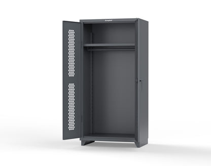 Extra Heavy Duty 14 GA Ventilated (Hex) Uniform Cabinet with Hanger Rod, 1 Shelf - 36 In. W x 24 In. D x 75 In. H - 36-H-WR-241-L-7024